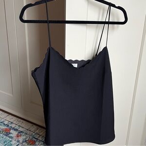 J.Crew Black Scalloped V-Neck Camisole Tank Top black 10